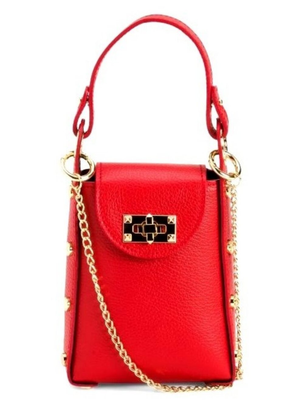 Anna Paola Red Studded Crossbody Bag Phone Holder Italy Leather